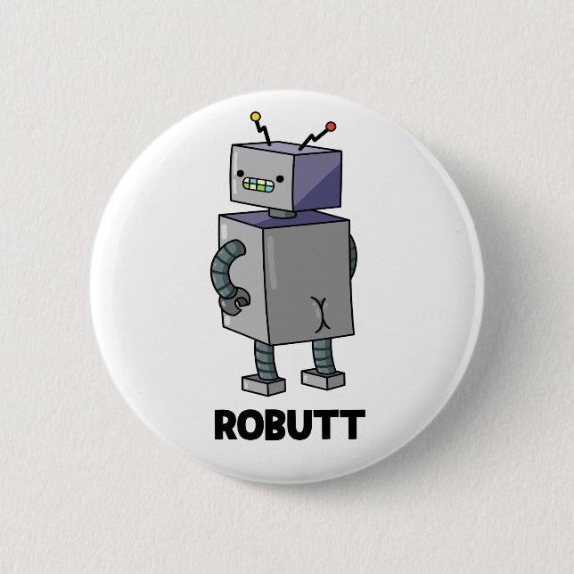 Robutt Funny Robot Pun Knapp (Framsida)