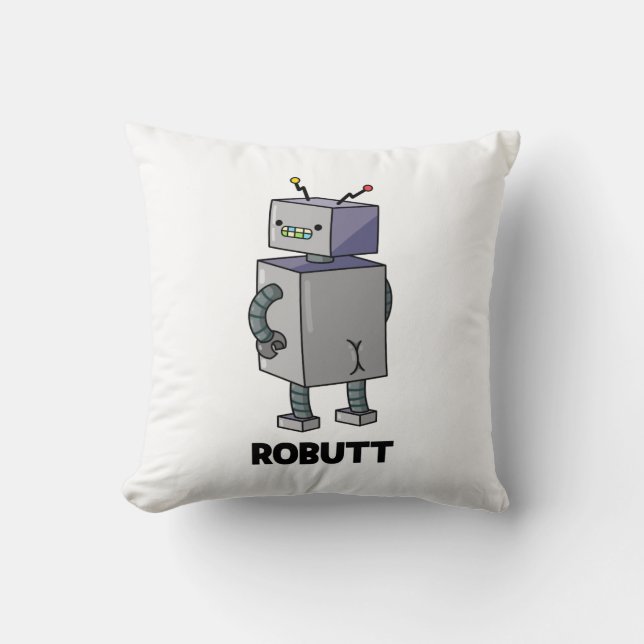 Robutt Funny Robot Pun Kudde (Framsida)