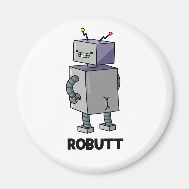 Robutt Funny Robot Pun Magnet (Framsidan)
