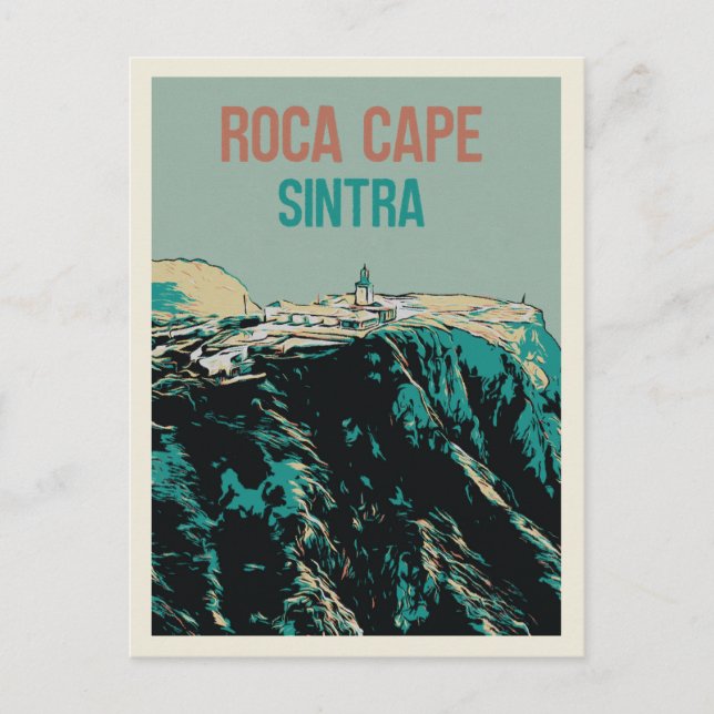 Roca Cape Lighthouse Utsikt, Sintra Portugal Vykort (Framsida)