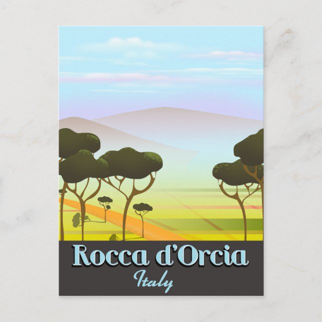 Rocca d'Orcia Italien reseinformation affisch Vykort (Framsida)