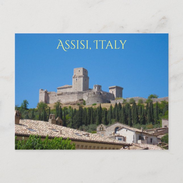 Rocca Maggiore, Assisi, Umbrien Italien Hilltop Fo Vykort (Framsida)