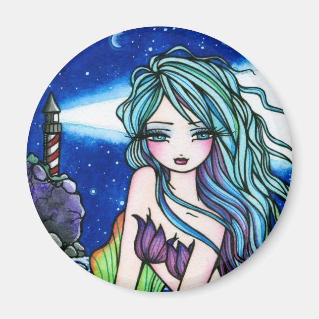 Rochelle Sjöjungfru Fantasy Fairy Lighthouse Magnet (Framsidan)