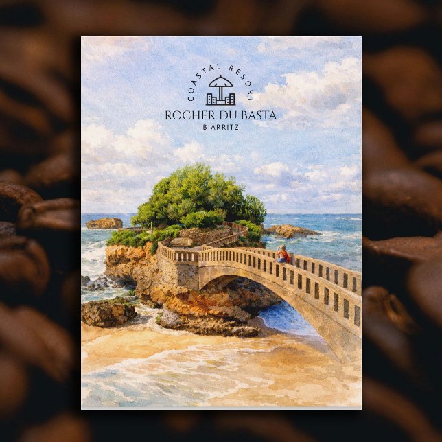 Rocher Du Basta, kustnära resort Biarritz | Elegan Vykort (Rocher Du Basta, Coastal Resort Biarritz | Elegant Postcard)