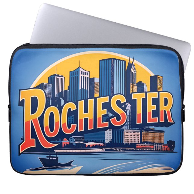 Rochester City Skyline New York USA Laptop Fodral (Framsidan)