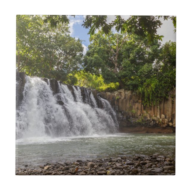 Rochester Falls vattenfall i Souillac Mauritius Kakelplatta (Framsidan)