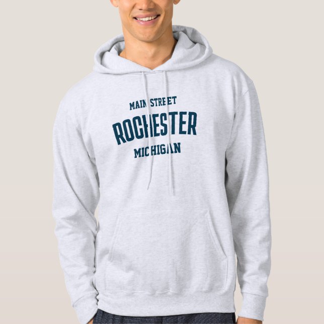 Rochester Michigan Prated Hoodie (Framsida)
