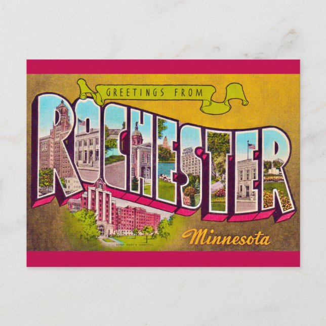 Rochester Minn Retro Postkort Vykort (Framsida)