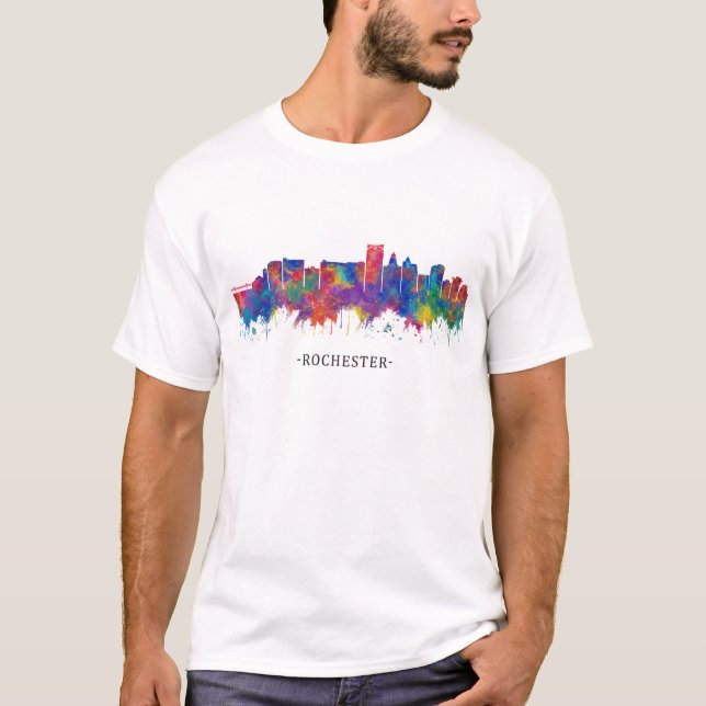 Rochester Minnesota Skyline T Shirt (Framsida)