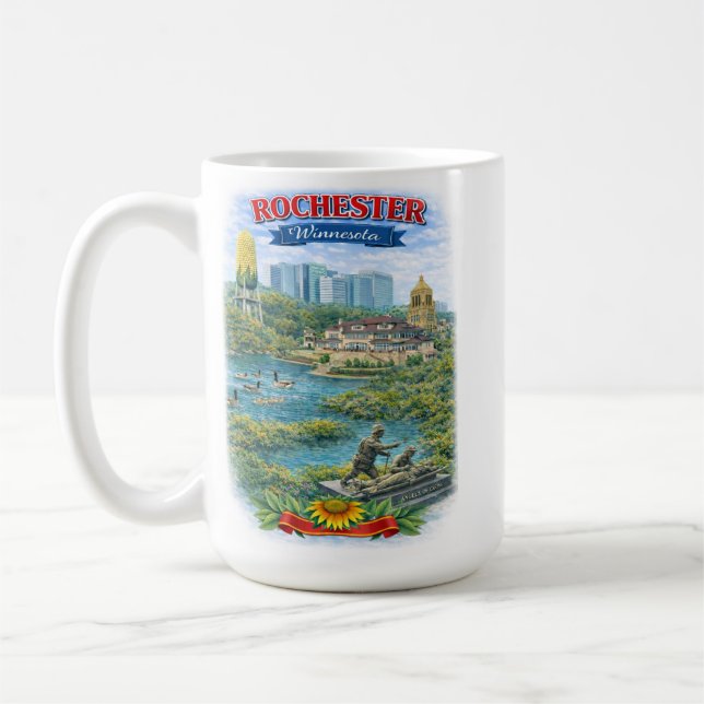 Rochester MN Minnesota Landmärken Kaffe kopp (Vänster)