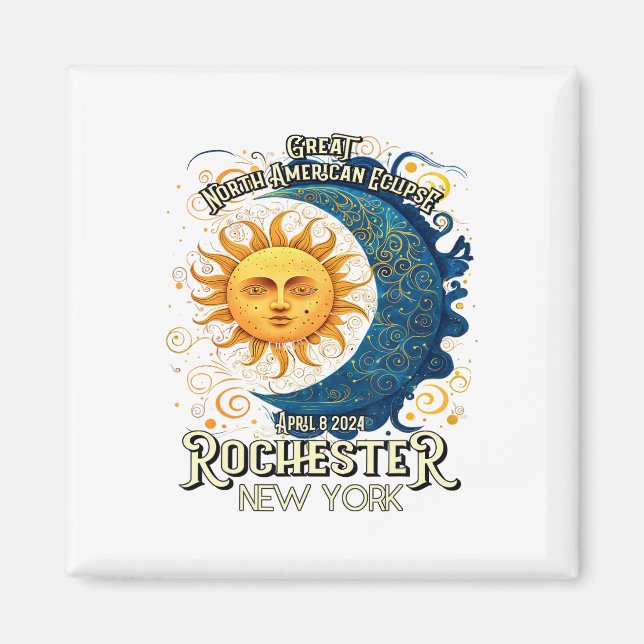 Rochester New York 2024 Total Solar Eclipse April Magnet (Framsidan)