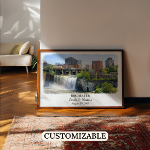 Rochester New York Affisch, Akvarell, Anpassad Poster