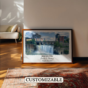 Rochester New York Affisch, Akvarell, Anpassad Poster