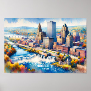 Rochester New York Berömd Travel Ställe, vattenfär Poster