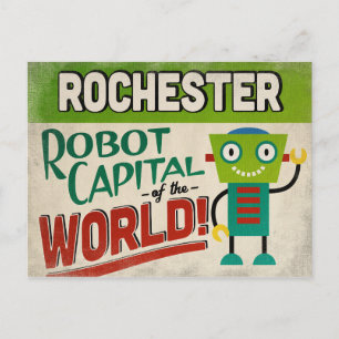 Rochester New York Robot - Funny Vintage Vykort