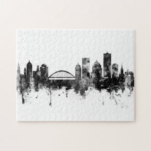 Rochester New York Skyline Black White Pussel