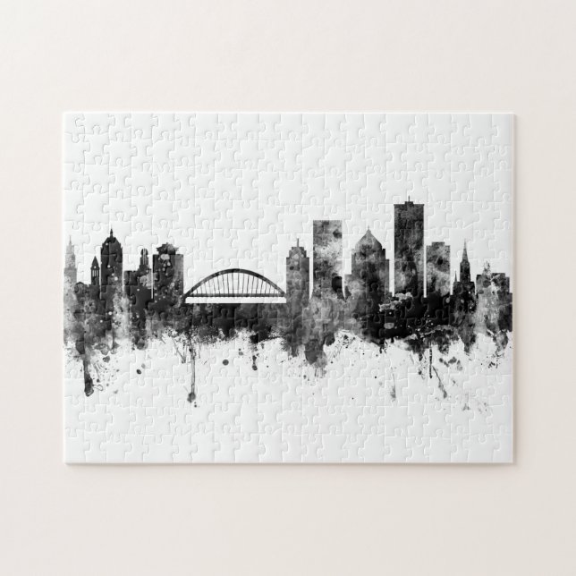 Rochester New York Skyline Black White Pussel (Horisontell)