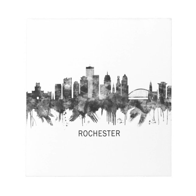 Rochester New York Skyline BW Anteckningsblock (Framsida)