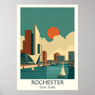 Rochester New York Vintage City Sjö Sail Art Poster