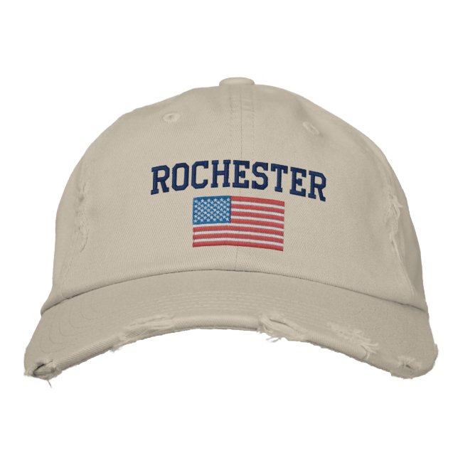 Rochester NY Baseball Cap Broderad Keps (Framsida)