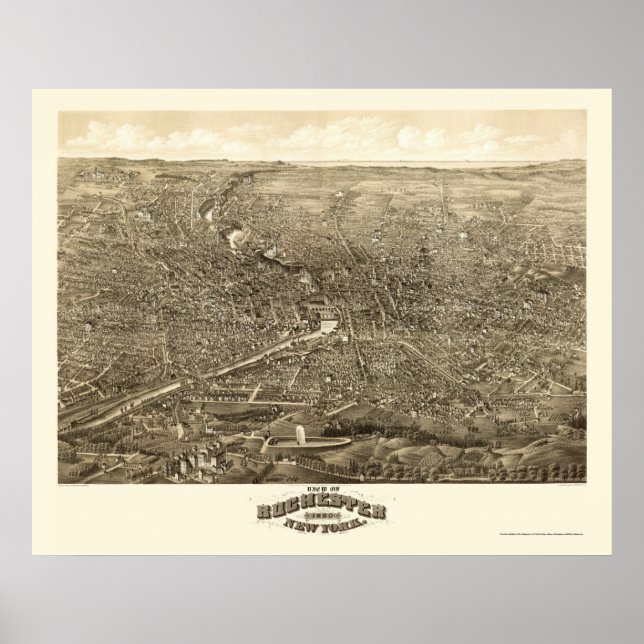 Rochester, NY Panoramic Karta - 1880 Poster (Framsidan)