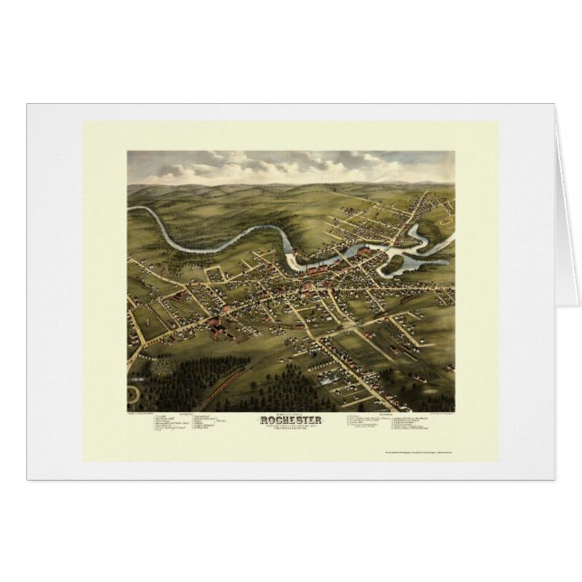 Rochester panorama- karta för NH - 1877 Hälsningskort (Framsidan Horizontal)