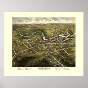 Rochester panorama- karta för NH - 1877 Poster
