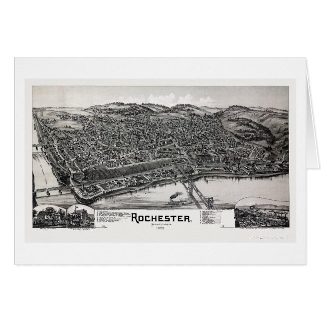 Rochester panorama- karta för PA - 1900 Hälsningskort (Framsidan Horizontal)