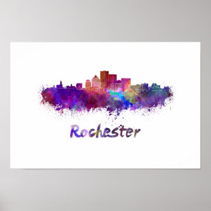 Rochester skyline i vattenfärg poster