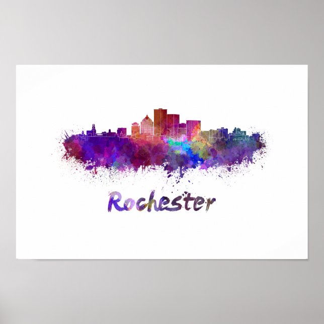 Rochester skyline i vattenfärg poster (Framsidan)