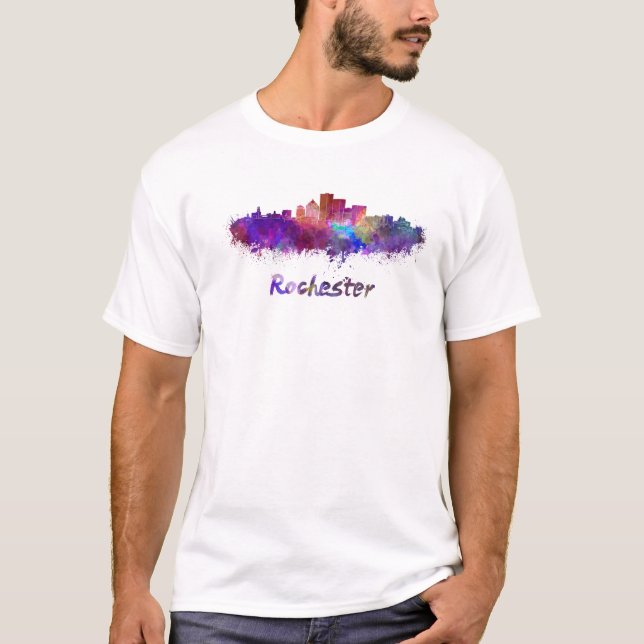 Rochester skyline in watercolor tee shirt (Framsida)