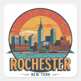 Rochester stads siluett New York USA Fyrkantigt Klistermärke