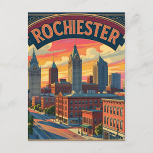 Rochester stads siluett New York USA Vykort