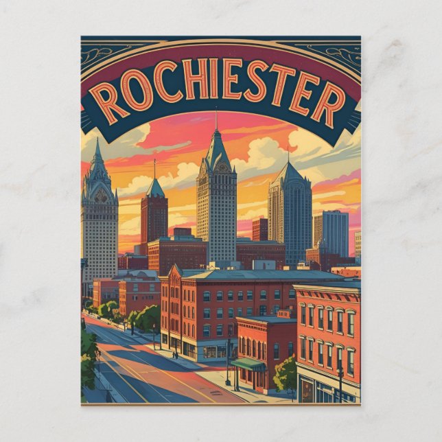 Rochester stads siluett New York USA Vykort (Framsida)