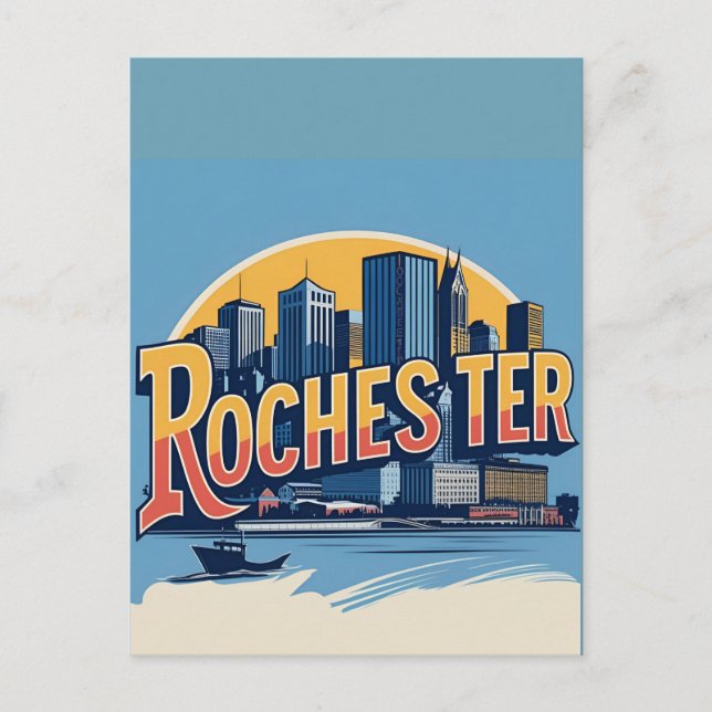 Rochester stads siluett New York USA Vykort (Framsida)