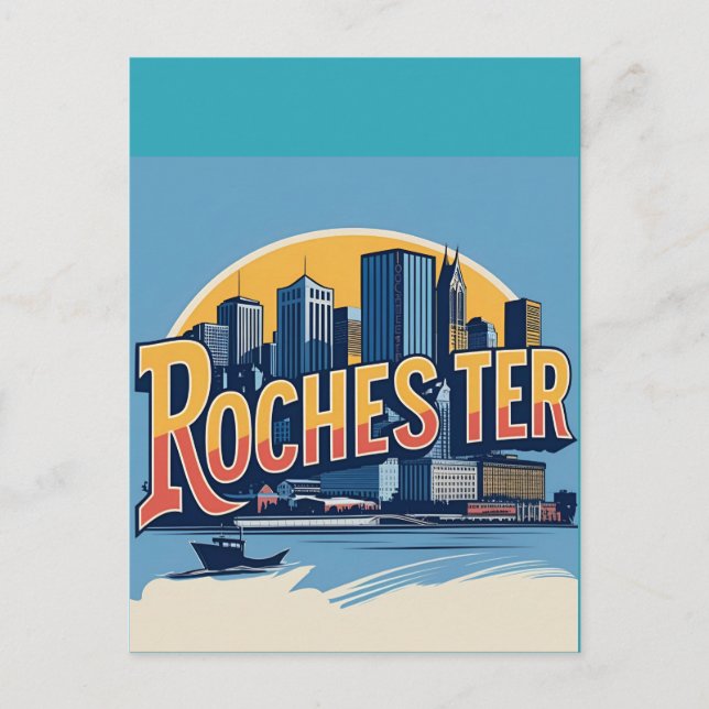 Rochester stads siluett New York USA Vykort (Framsida)