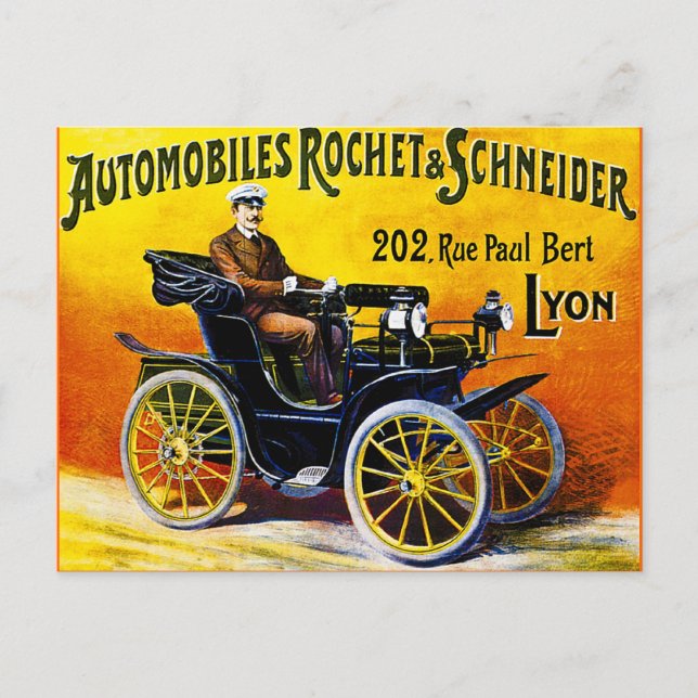 Rochet och Schneider Automobiles - Vintage annons Vykort (Framsida)