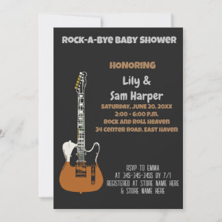Rock a Bye Gitarr Rock Star Baby Shower Inbjudan