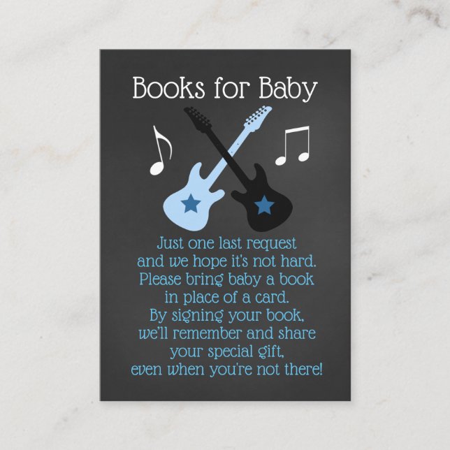 Rock a Bye Rockstar Baby Shower Bok Förfrågan Kort (Framsida)