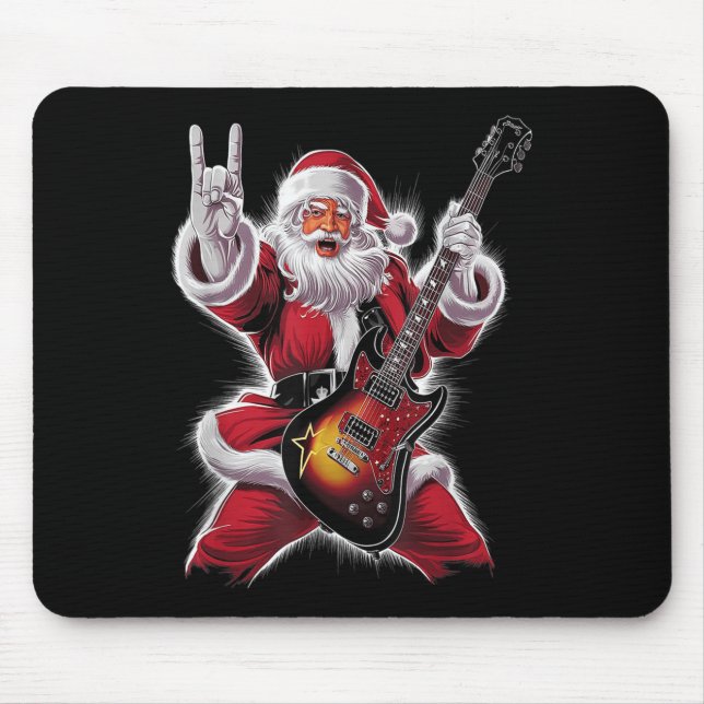 Rock &amp; Roll Christmas Santa Claus Guitar Playe Musmatta (Framsidan)