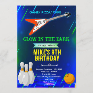 Rock and Bowling Birthday Invitation Inbjudningar