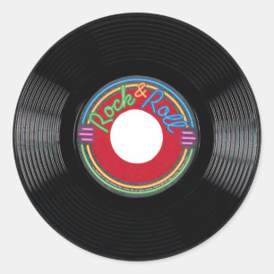 Rock and roll 45 varv/min runt klistermärke
