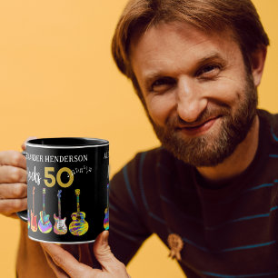 Rock and Roll 50-års födelsedagsgitarrer Mugg