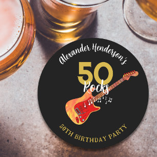 Rock and Roll 50-årsfest Underlägg Papper Rund