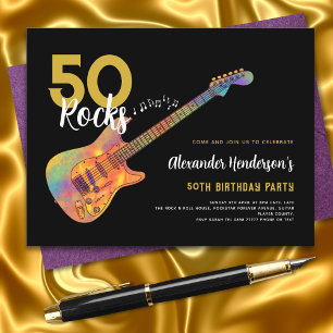 Rock and roll 50:e Födelsedagsfesten 50 Sten Inbjudningar
