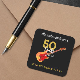 Rock and roll 50:e Födelsedagsfesten Fyrkantigt Klistermärke