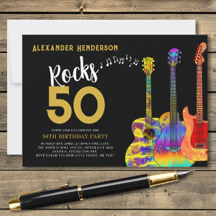 Rock and roll 50:e Födelsedagsfesten Inbjudningar