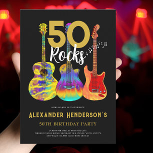 Rock and roll 50:e Födelsedagsfesten Inbjudningar