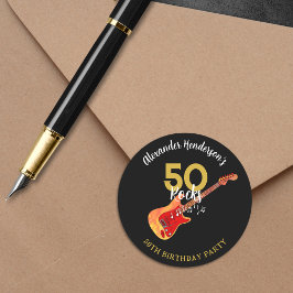 Rock and roll 50:e Födelsedagsfesten Runt Klistermärke