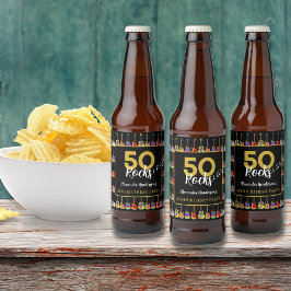 Rock and roll 50:e Födelsedagsfestens Anpassningsb Ölflaska Etikett